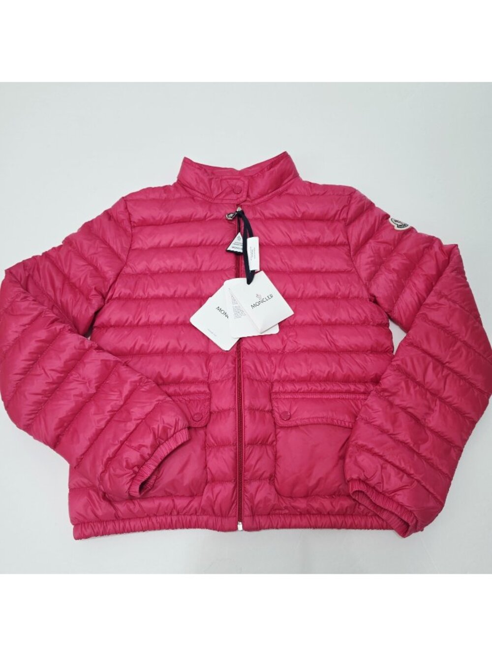 NEW Moncler - 14A Lans Down Puffer Jacket Girls' Pink Long Sleeve Full Zip $690